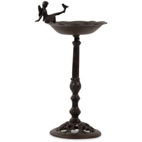 Abreuvoir oiseau ange sur pied fonte - Fonte - Marron - Décoration d'Autrefois (1/5)