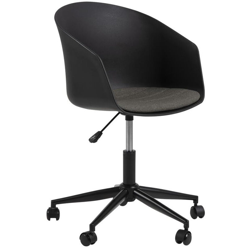 Silla de oficina de diseño negro y gris con ruedas SEATER