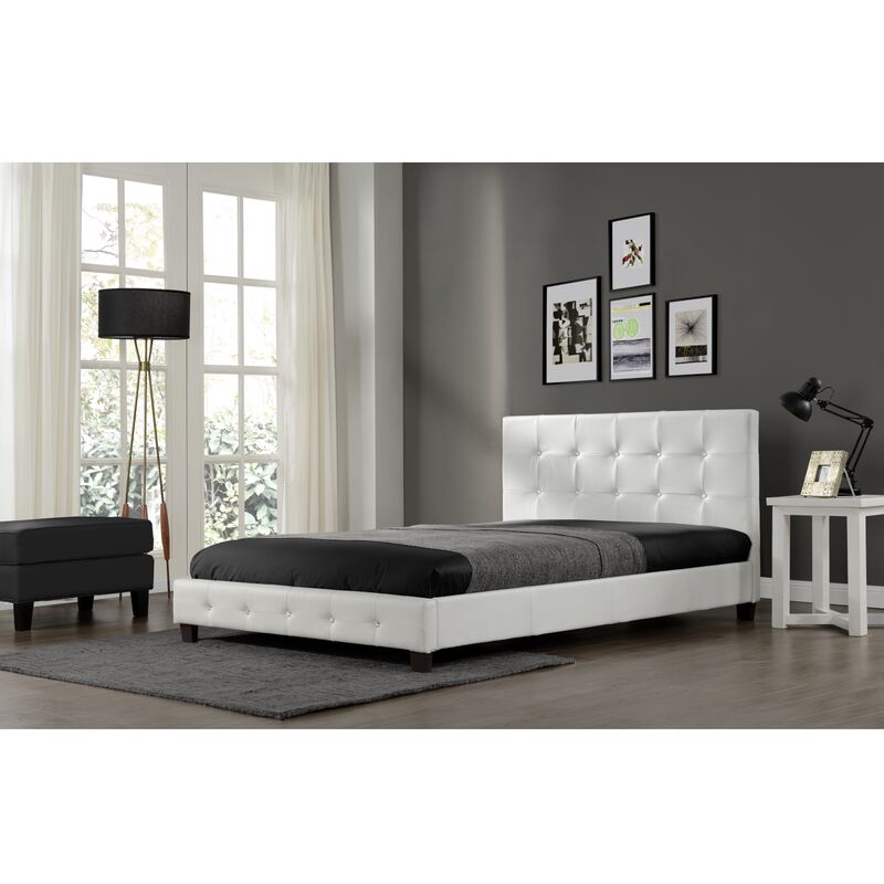 Estructura de cama de polipiel acolchada blanca 140x190 cm NOTTING HILL