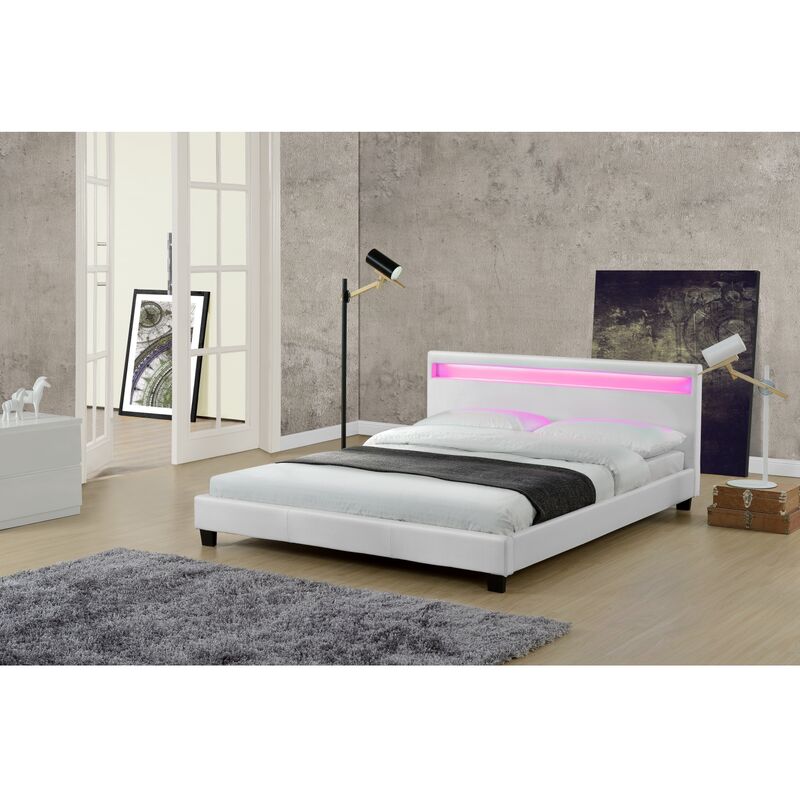 Estructura Cama Concept u picadilly blanco dimensiones del 149x203x78 cm led 140x190