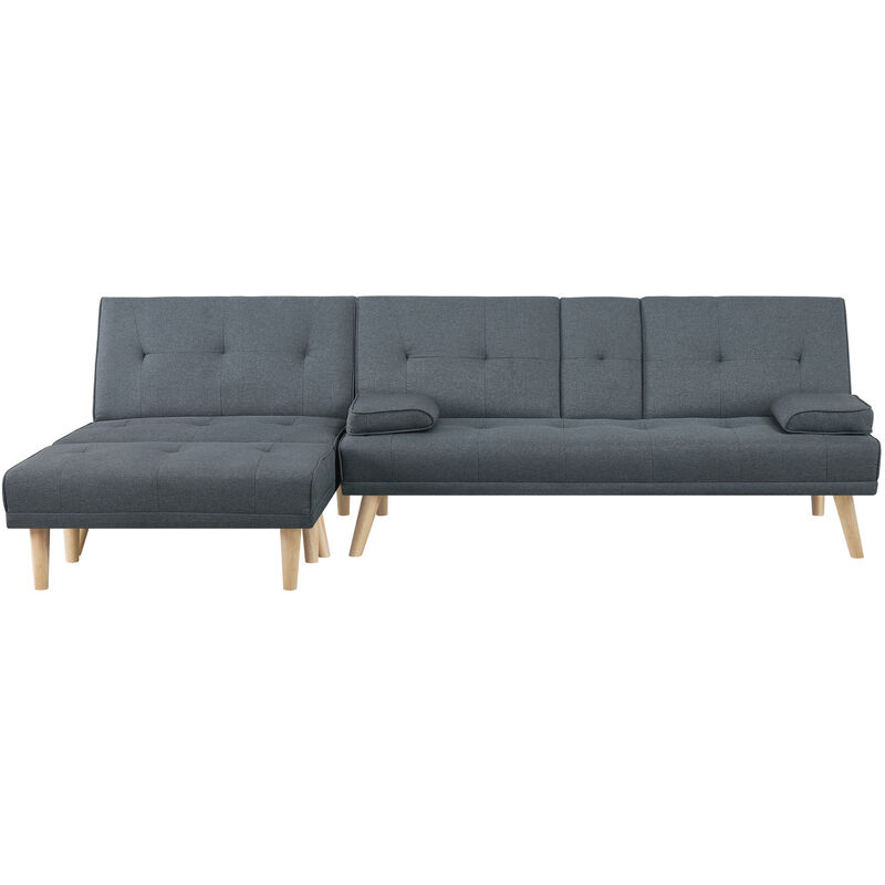 Sofá convertible, modular 5 plazas de tela gris STOCKHOLM