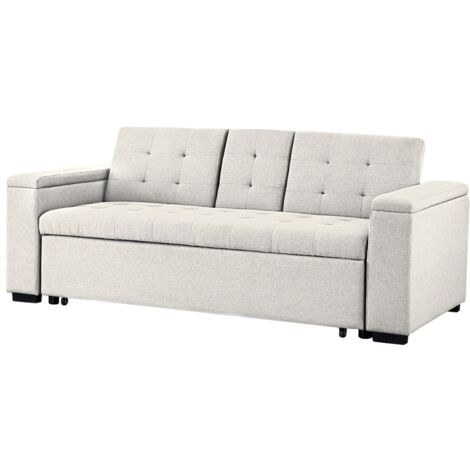 Sofá cama de 3 plazas en tela beige NOHO