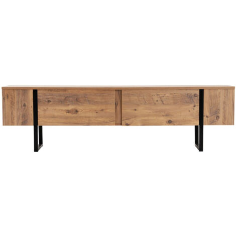 Mueble TV industrial con armarios de madera y negros 180cm MOOV