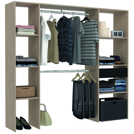 Vestidor de diseño con 2 armarios, 6 estantes y 2 cajones Elysee