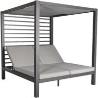 Cama de jardín de 2 plazas con estructura de aluminio gris oscuro MATALA