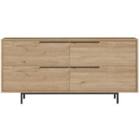 Aparador de 4 puertas con acabado en madera y metal negro 160x75cm ABEY