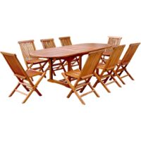 Conjunto de jardín de teca aceitada para 8 personas, mesa ovalada LUBOK
