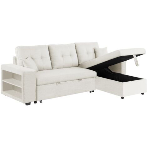 Divano angolare trasformabile a 4 posti beige GLASGOW