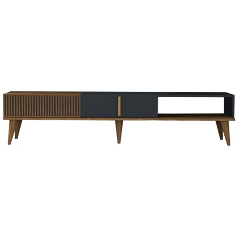 Mobile TV moderno,ottica bianco e legno,180x50x38 cm,design