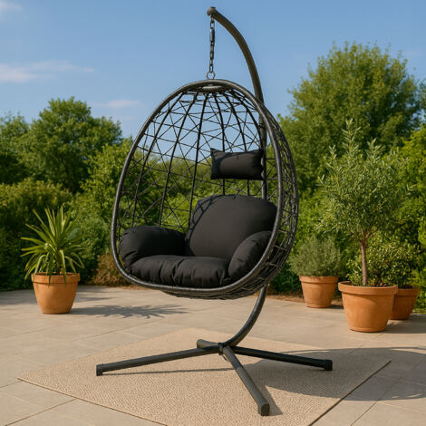 Sedia sospesa effetto rattan nero CUZCO
