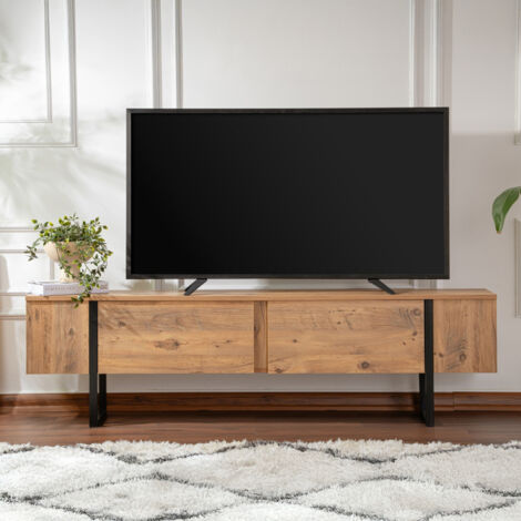 Porta TV industriale con armadi in legno e neri 180 cm MOOV (1/5)