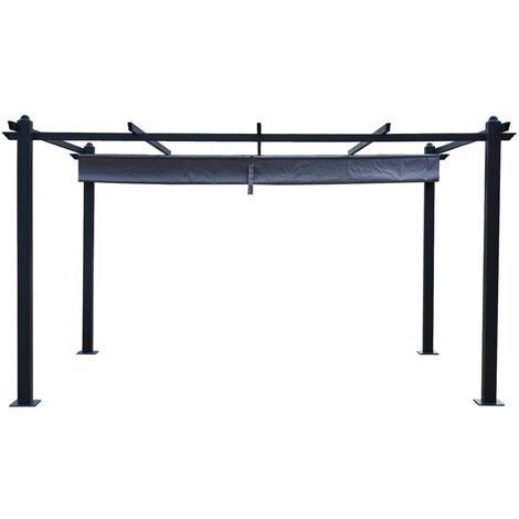 Pergolato autoportante con telo retrattile grigio 3 x 4 m NILA (1/5)