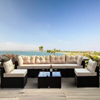 Set di mobili da giardino modulari a 6 posti in resina intrecciata - nero NACULA