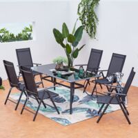 Tavolo da giardino e 6 sedie in alluminio grigio RIMINI