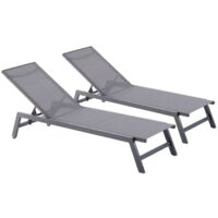 Set di 2 sdraio grigio scuro PRATO