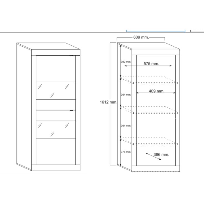 Vetrina espositiva KALOS V lunghezze 100 cm e 120 cm laminato o laccato