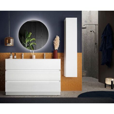 Mobile bagno Elmas100 con lavabo bianco laccato lucido 3 cassetti 100x45x86h