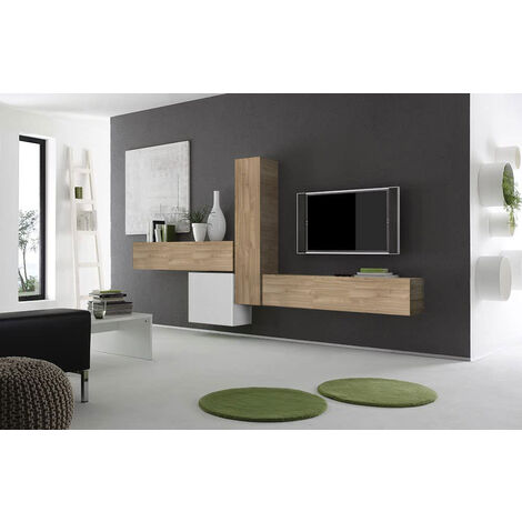 Set mobili soggiorno Sarasota 133, Wotan quercia, Con mobile porta tv, Con  singole parti, Truciolare laminato