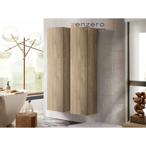 Colonna bagno a 2 ante effetto legno bianco lucido DFAROPP