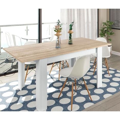 Tavolo multiposizione 77x31 cm allungabile Bianco opaco e rovere Rovere e  Bianco