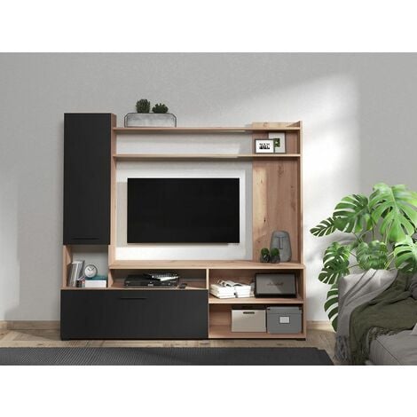 Mobile porta Tv 204 cm Hope Bianco lucido e Rovere Naturale - Caesaroo