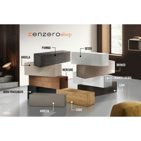 Pensile orizzontale stretto L.69 cm ad un'anta, finitura Bianco lucido, Made in Italy