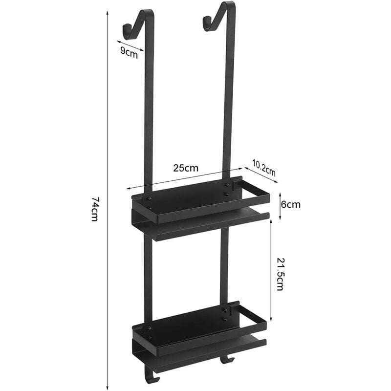 Deuba Scaffale angolare telescopico da bagno regolabile in altezza 92-306  cm 4 ripiani argentato mensola