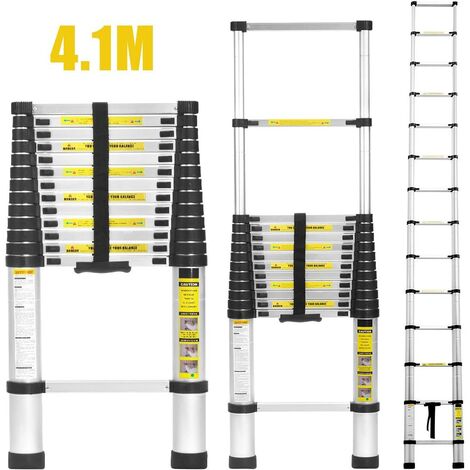 Scala telescopica in alluminio 14 gradini altezza: 4.1M