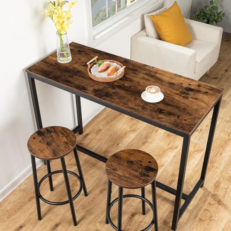 HOOBRO Lot de 2 Tabourets de Bar, Tabourets de Cuisine avec Repose-Pieds, Chaises Hautes, Cadre en Métal Robuste, pour Restaurants, Cuisines, Bars et Soirée, Noir EBK03BY01