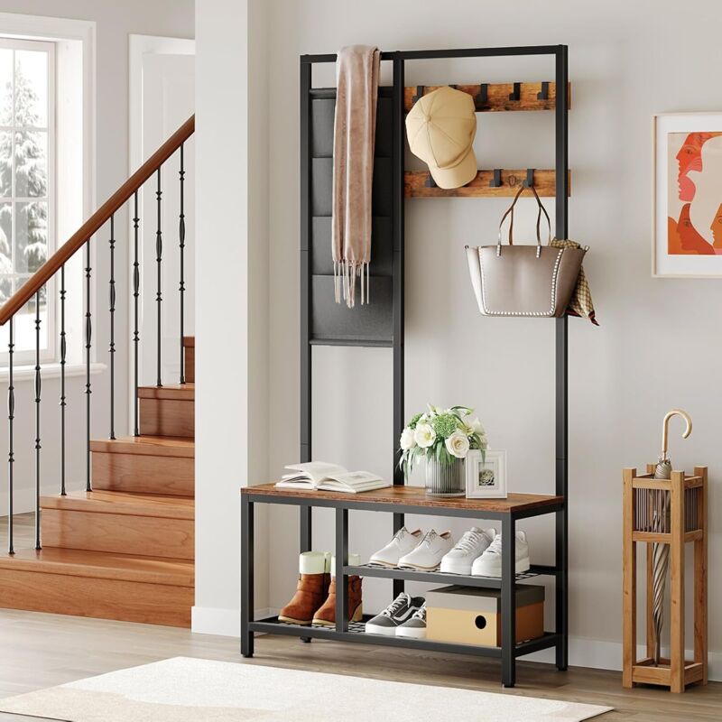 Porte-manteau sur pied en bois avec 4 crochet à vêtements et étagère pour rangement scandinave Porte-manteau sur pied en bois avec 4 crochet à vêtements et étagère pour rangement scandinave