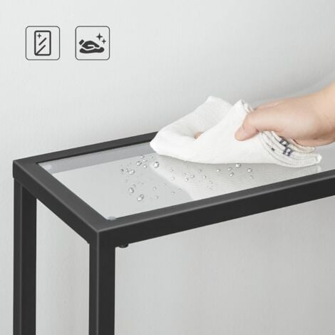 Table Console en Verre, 100 cm Table d'Entrée, Bout de Canapé en Verre Trempé, Robuste, Montage Facile, pour Salon, Entrée, Couloir, HOOBRO EBK04XG01