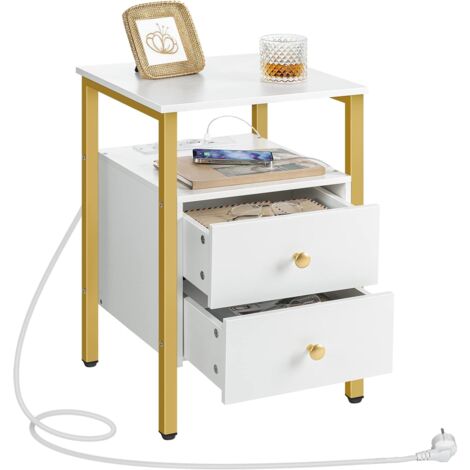 Preisvergleich Für HOOBRO Beistelltisch Mit Ladestation, Flip C-Form Sofatisch, Couchtisch Mit