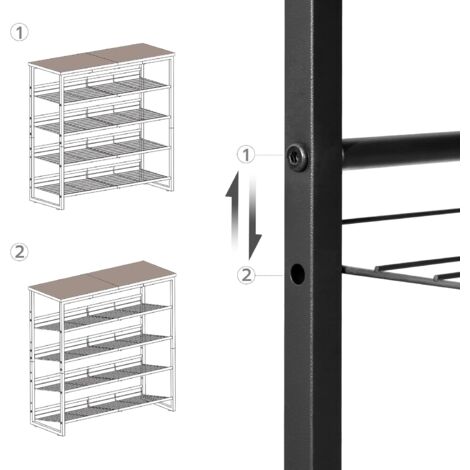 Hoobro Schuhregal 5-stöckges Schuhablage, Schuhschrank, Verstellbares