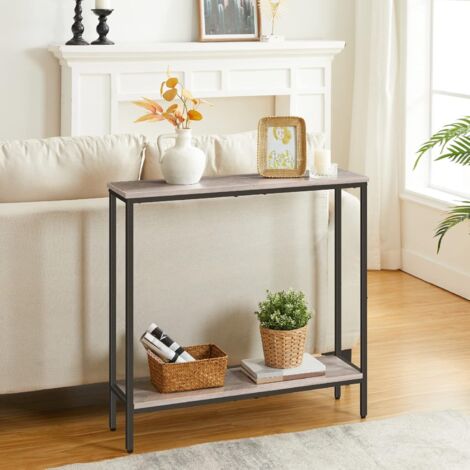 Hoobro – Table console multifonctionnelle 75x22x75 cm EBG22XG01 – Style industriel – Panneau aggloméré et cadre en métal noir – Pour entrée, salon, bureau (1/5)