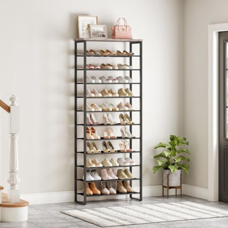 Étagère à Chaussures à 12 Niveaux, Grande Porte-Chaussures, Meubles à Chaussures, 35 à 45 Paires, Cadre en Métal, pour Couloirs, Entrées, Salons, Chambre, Grège et Noir, HOOBRO EBG127XJ01 (1/5)