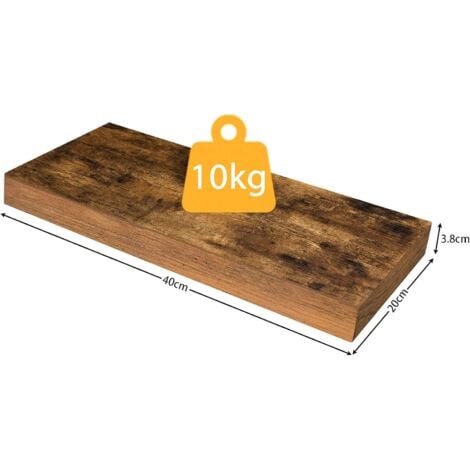 Étagères Murales, Lot de 2, Tablettes Flottantes Charge Maximal 10 Kg, avec Supports Cachés, 40 x 20 x 3,8 cm, en MDF, pour Salle de Bain, Chambre, Cuisine, Bureau, HOOBRO EBF40BJ01