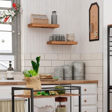 Étagères Murales, Lot de 2, Tablettes Flottantes Charge Maximal 10 Kg, avec Supports Cachés, 40 x 20 x 3,8 cm, en MDF, pour Salle de Bain, Chambre, Cuisine, Bureau, HOOBRO EBF40BJ01