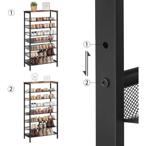 Étagère à Chaussures, Meubles à Chaussures, Porte-Chaussures à 8 Niveaux, Stable Étagère de Rangement, Maille réglables, pour 21-28 Paires, Peu encombrant, HOOBRO EBF18XJ01