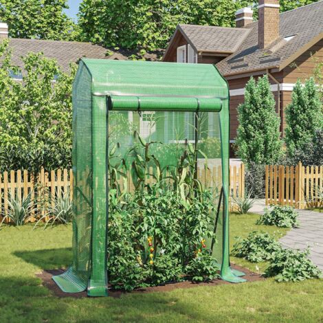 Tomaten Gewächshaus, Foliengewächshaus, Gewächshaus, Tomatenhaus mit Spitzdach, Aufrollbarem Eingang, Schutz vor Regenwasseransammlung, Windfest und stabil, 100 x 50 x 150 cm, LARMNEE EGN16GH02