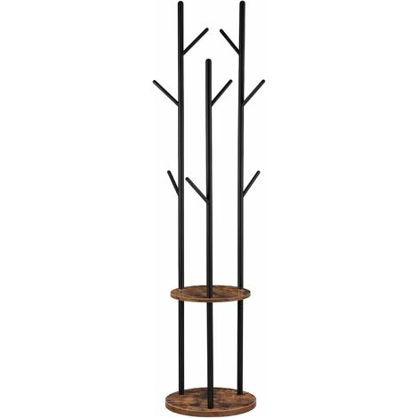 Porte Manteau Sur Pieds Bambou, Avec miroir Portant à Vêtements Polyvalent avec Patères et Tringles Vestiaire d'Entrée Charge max 35kg Idéal Pour Maison Chambre Salon