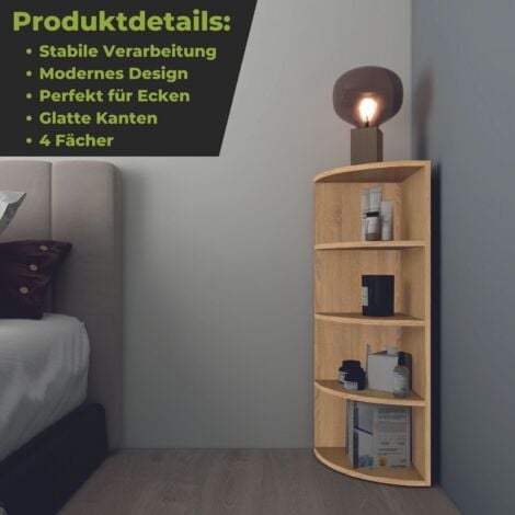 Coemo Eckregal Corner 120 Aus Holz 4 Etagen Natur Sonoma