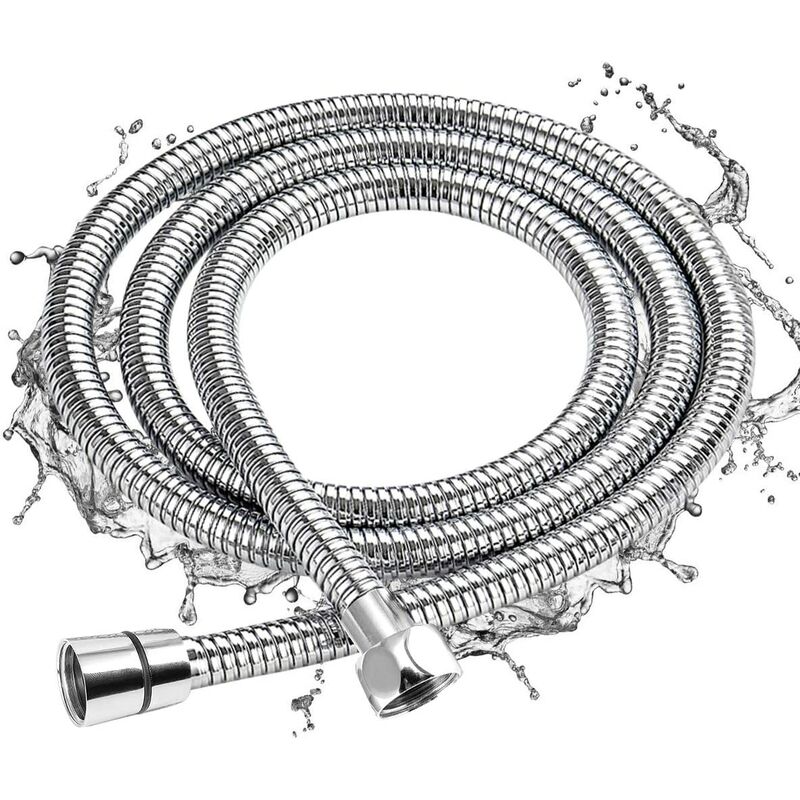 2M Hose - for Hand Shower Braided Inner Tube Extra Long Explosion-Proof U-BCOO Bathroom Stainless Steel Shower Hose Chrome Finish 
