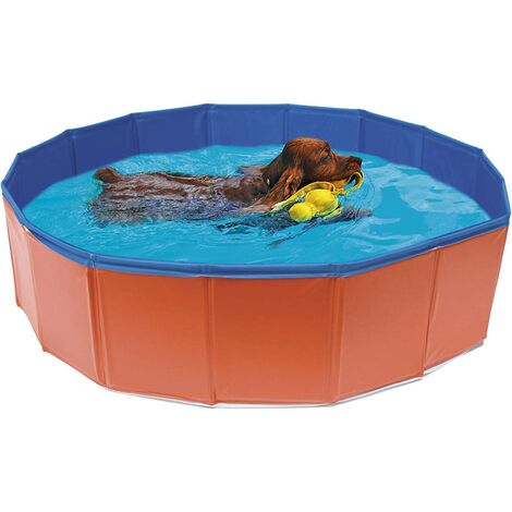Foldable Dog Pool, Bath Shower Basin Dog / Cat / Animal Play Outdoor-Red (80 * 30cm)