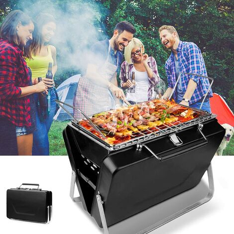 Portable Barbecue Charcoal BBQ Grill Mini Foldable Charcoal Barbecue for 3-5 Personal BBQ Grill 30.5cm × 8cm × 20cm for Barbecue, Party, Picnic, Camping Table