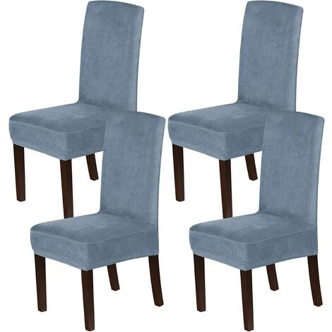 Velvet Dining Chair Covers Stretch, Grey Dining Chair Covers Set Of 4