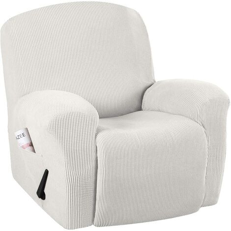 Super Stretch Couch Covers Recliner Covers Recliner Chair Covers Form Fitted Standard/Oversized Power Lift Reclining Slipcovers, Feature Soft Thick Jacquard, Tooth white, 1 Pack