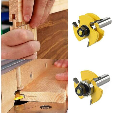 Tongue and Groove Router Bit Tool Set 1/2 Inch Shank with 45&deg;Lock Miter Bit 1/2 Inch Shank T Shape Milling Cutter for Doors Tables Shelves DIY Woodworking and More