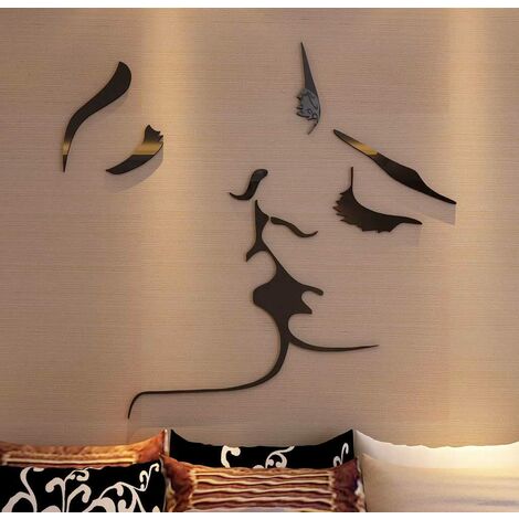 3D Kiss Wall Murals for Living Room Bedroom Sofa Backdrop Tv Wall Background, Originality Stickers Gift, DIY Wall Decal Wall