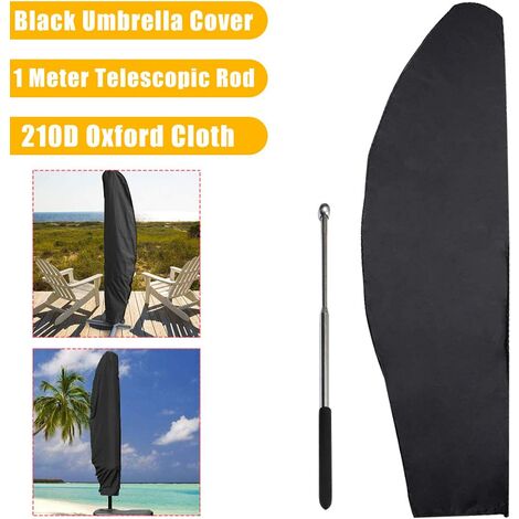 Parasol protective cover with rod, parasol cover 2 to 4 M Large parasol protective cover, weatherproof, UV-anti, windproof and snow-proof, outdoor for cantilever parasols