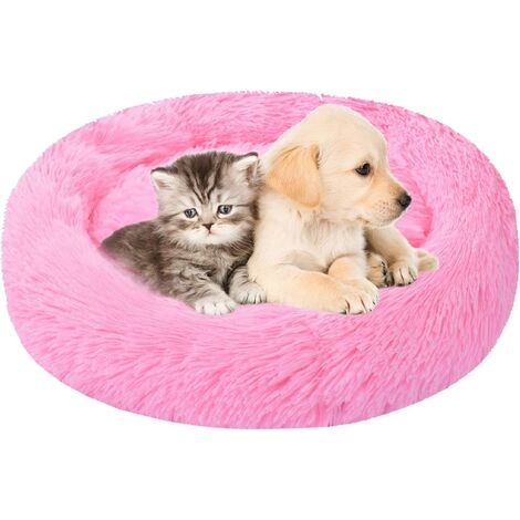Plush Dog Cat Beds for Small Dogs Cats Round Calming Dogs Donut Cuddler Pet Cushion Anti Slip Warm Fluffy Sleeping Bed Machine Washable